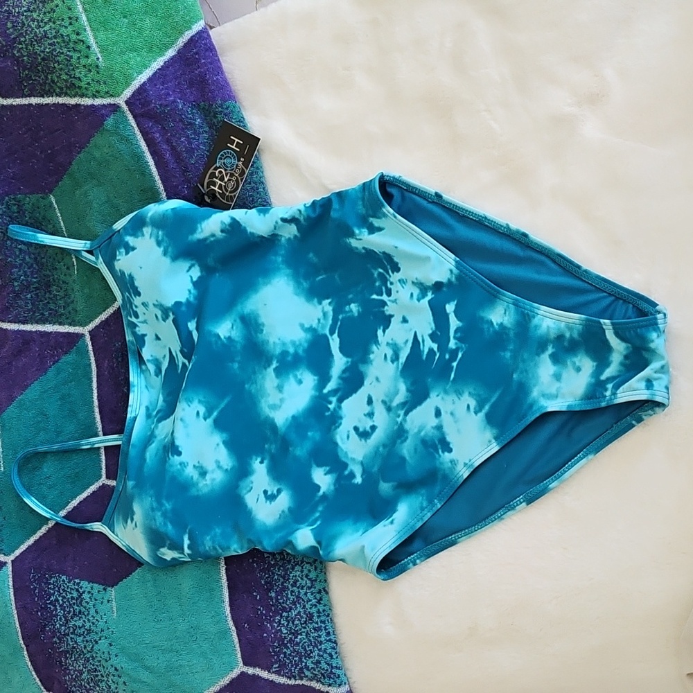 H2Oh! Brand NWT Size Small Bae Watch One Piece Blue Tie Dye Swimsuit